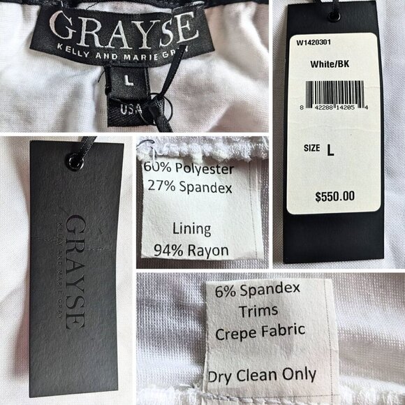 NWT GRAYSE St. John Chevron OffShoulder Wedding MOB MiniDress W1420301 Sz L $550 - Picture 4 of 10